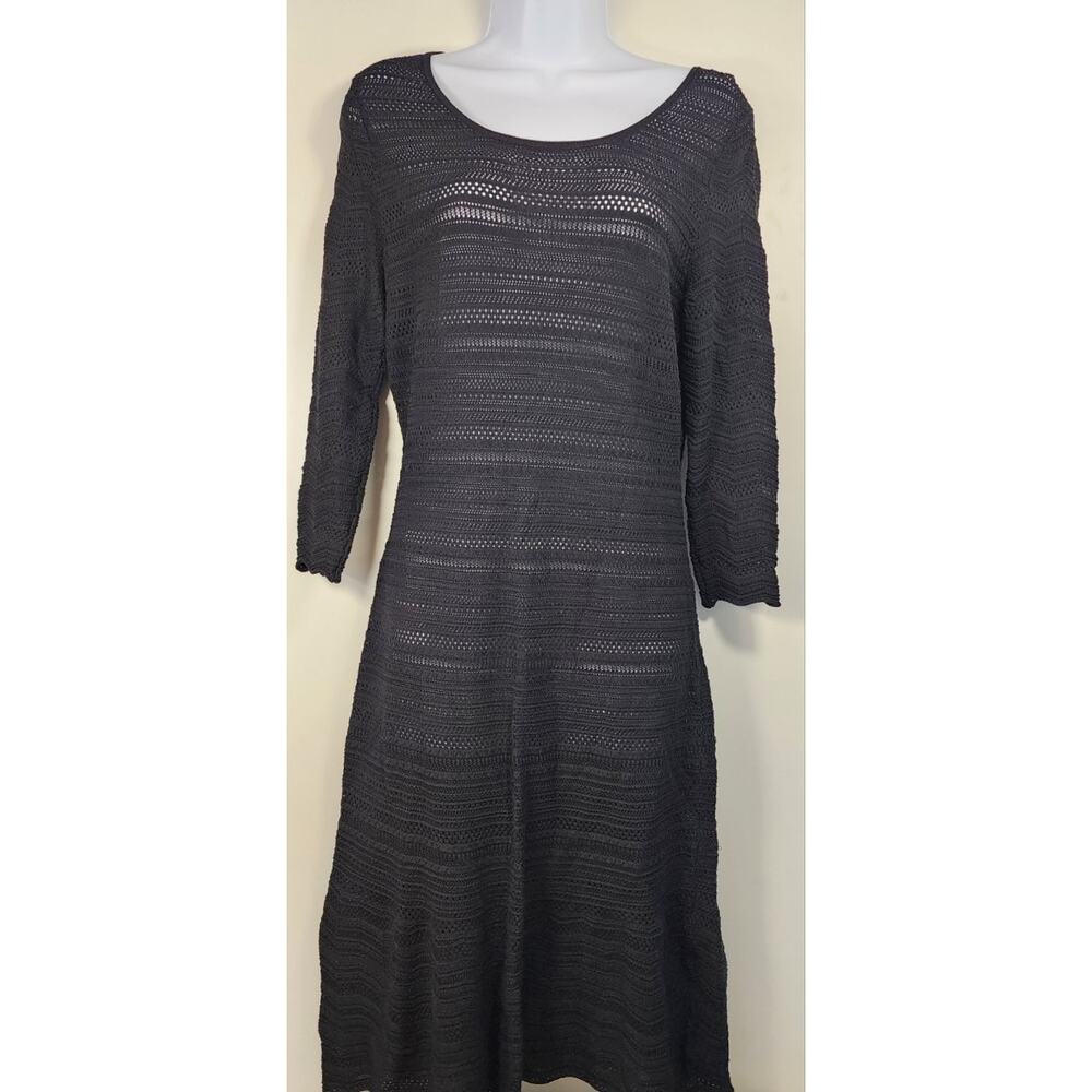 Lauren Ralph‎ Lauren Petite Knit Dress Black A-Line 3/4 Sleeve PM